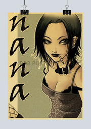 Vintage-style poster featuring an anime character with black hair and cigarette on retro kraft paper by decorbites™