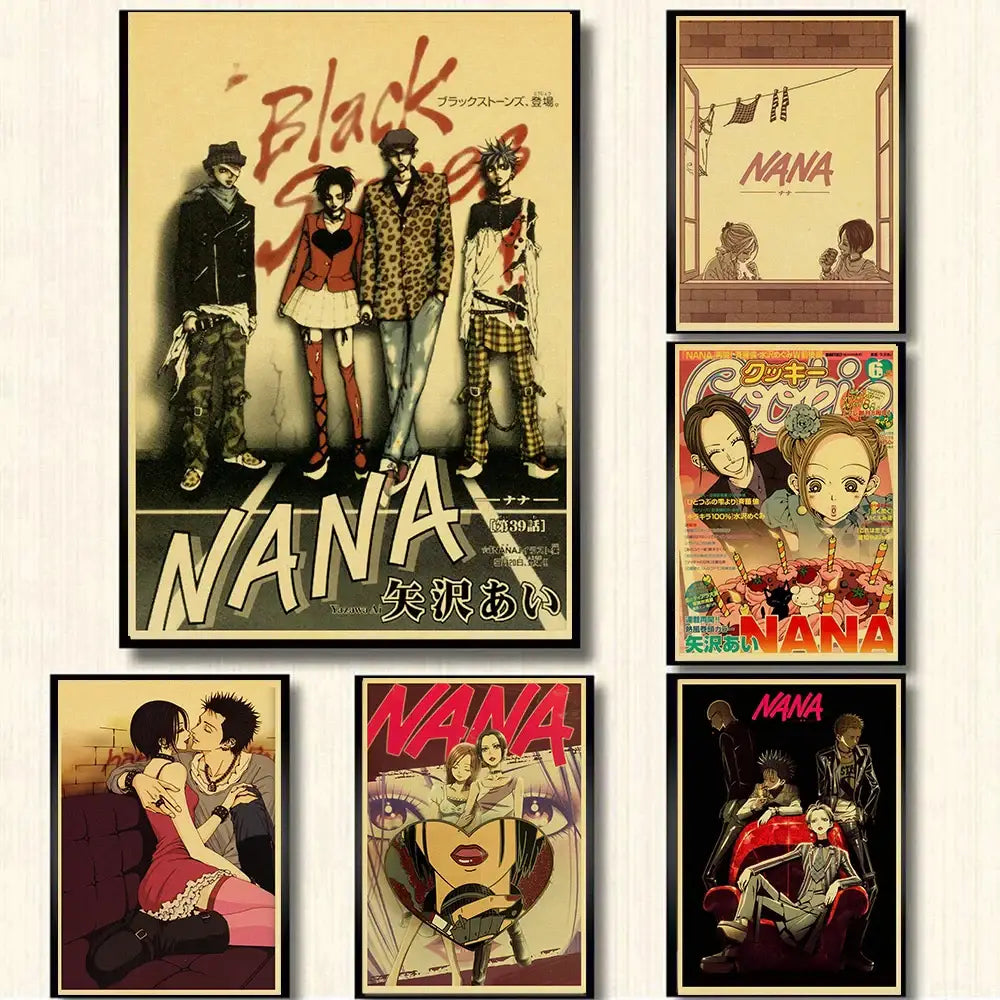 Vintage-style nana anime retro poster with sepia tones and muted colors for nostalgic wall decor by DecorBites™