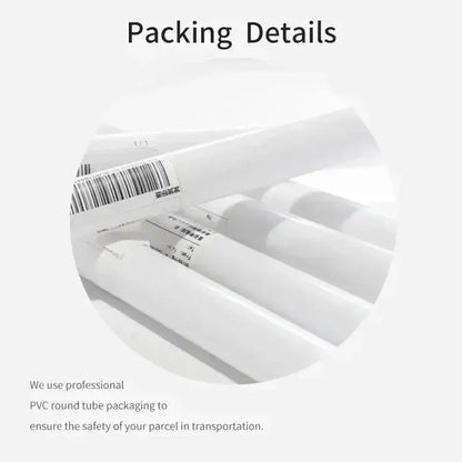 White pvc round tubes with barcode labels for packaging neon video game posters by decorbites for gamer room display