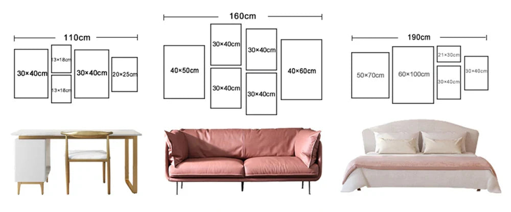 Neutral Canvas Triptych Wall Art Set - Posters