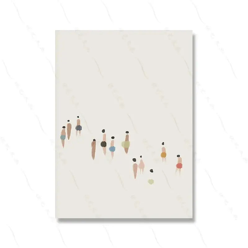 Minimalist abstract wall art set featuring stylized figures in soft earth tones on creamy off-white canvas by decorbites