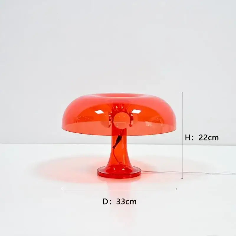Decorbites™ new led mushroom table lamp in vibrant red translucent design for modern bedroom and living room lighting