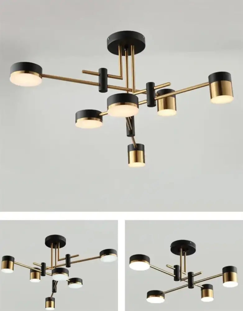 DecorBites™ nordic black gold pendant light featuring a modern black and brass geometric design for living room decor
