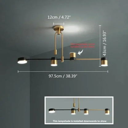 Modern black and brass nordic black gold pendant light with minimalist geometric design for living room decor