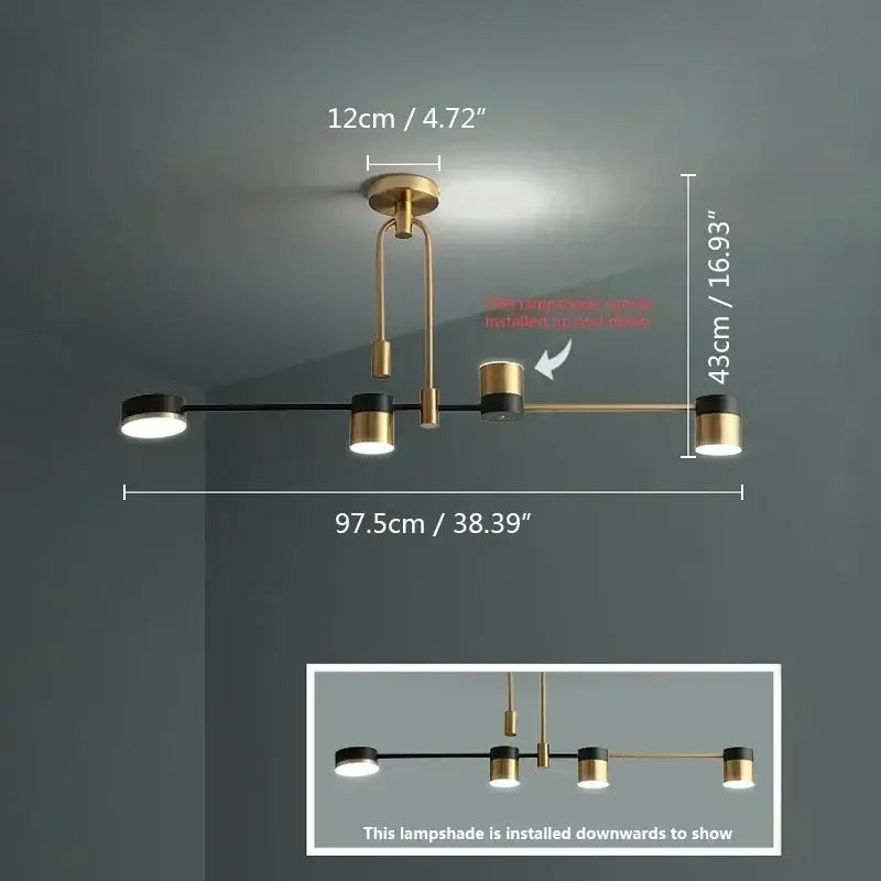 Modern black and brass nordic black gold pendant light with minimalist geometric design for living room decor