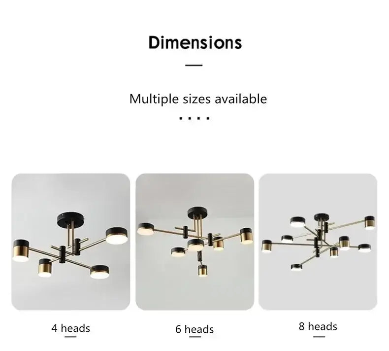 Modern decorbites nordic black gold pendant light with multiple heads for stylish living room illumination