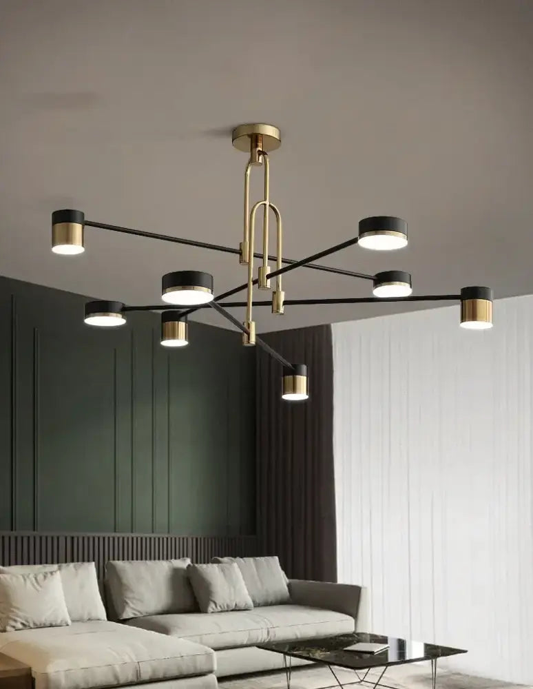 Modern black and brass decorbites™ nordic black gold pendant light with cylindrical fixtures for living room decor