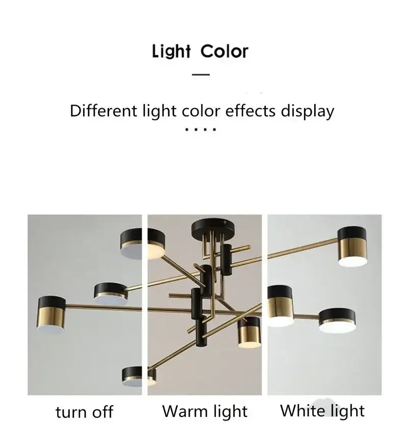 Modern nordic black gold pendant light with adjustable color settings for stylish living room decor by DecorBites™