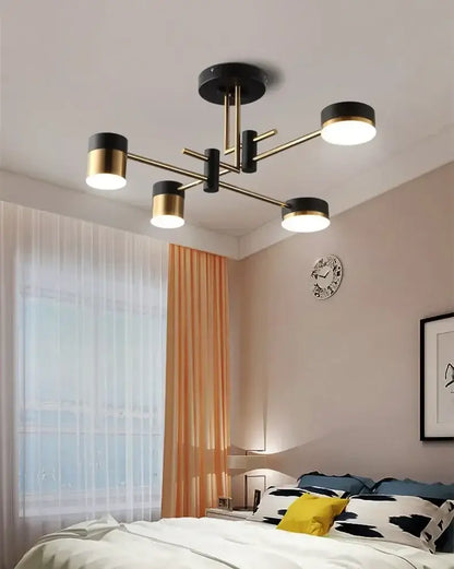 DecorBites™ nordic black gold pendant light with five cylindrical bulbs for stylish living room lighting
