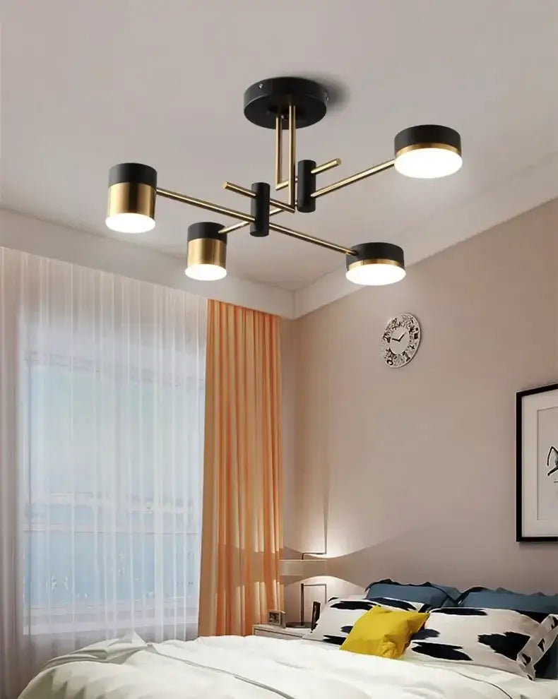 DecorBites™ nordic black gold pendant light with five cylindrical bulbs for stylish living room lighting