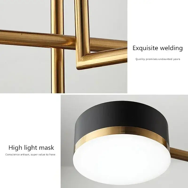 DecorBites™ nordic black gold pendant light with gold-toned metal arms and black shade for living room decor