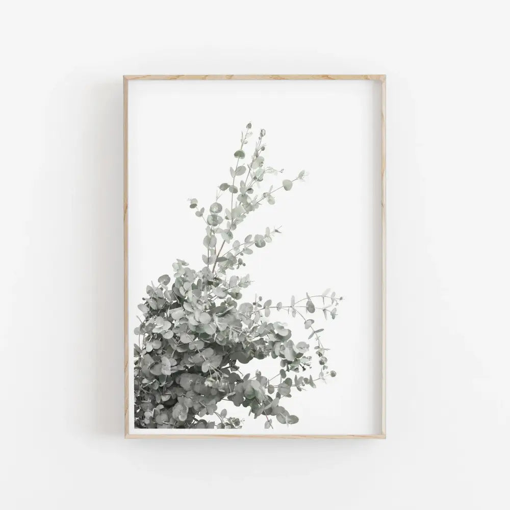 Decorbites™ nordic botanical poster canvas art featuring a minimalist black and white eucalyptus branch print
