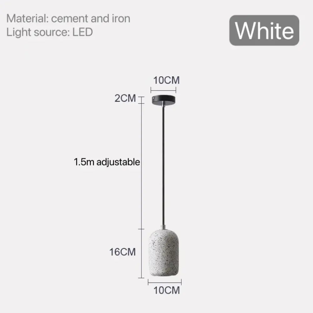 Decorbites™ nordic cement pendant lamp with white textured cement shade and black iron rod in industrial style lighting