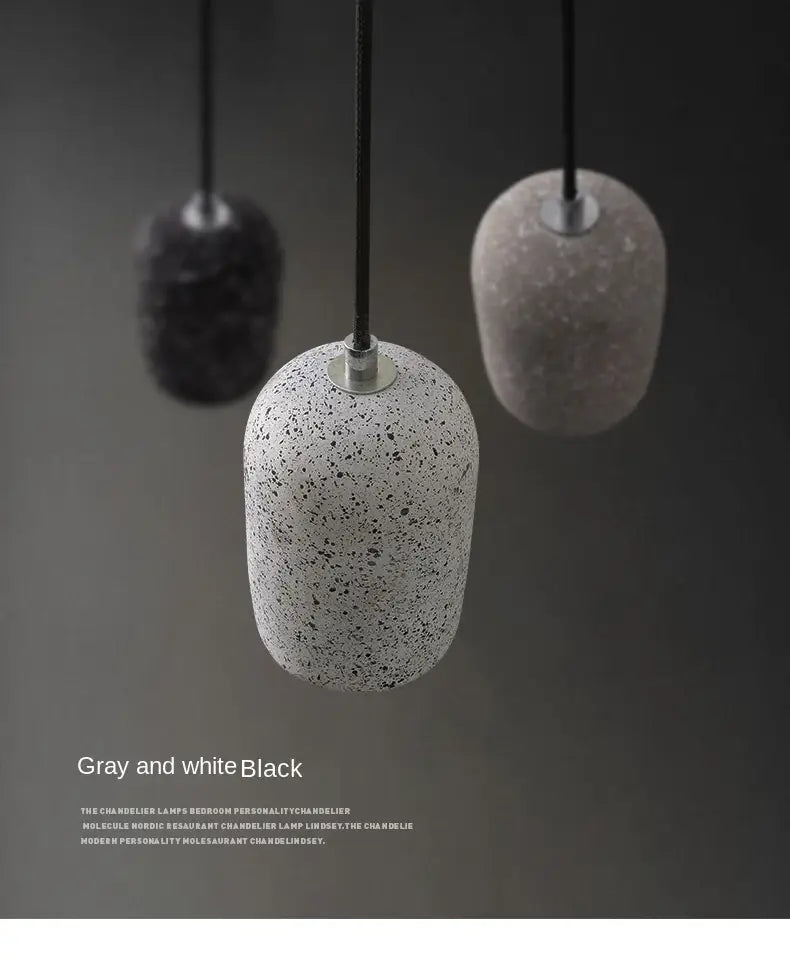 Decorbites nordic cement pendant lamp with gray speckled concrete shade black cord and metallic fixture industrial style