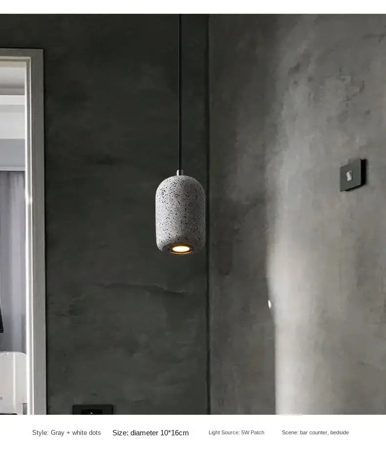 DecorBites™ nordic cement pendant lamp with gray white speckles and textured finish in industrial style lighting
