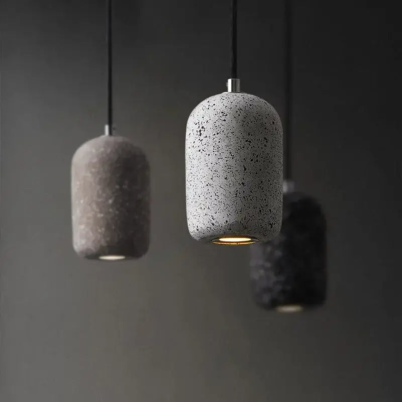 Decorbites™ nordic cement pendant lamp in gray speckled concrete with warm glow industrial style lighting