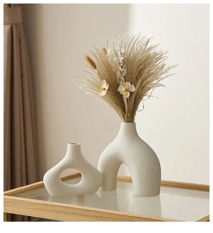 Nordic Ceramic Flower Vase Home Decor - Vase