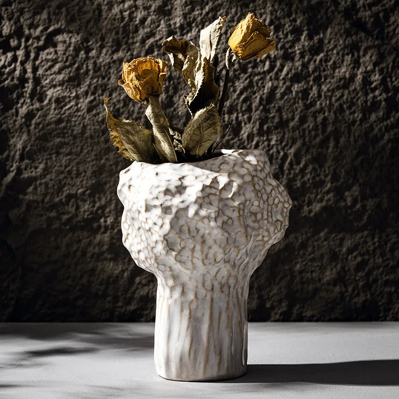 Nordic Ceramic Vase with Pampas Grass - Vase