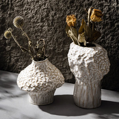 Nordic Ceramic Vase with Pampas Grass - Vase