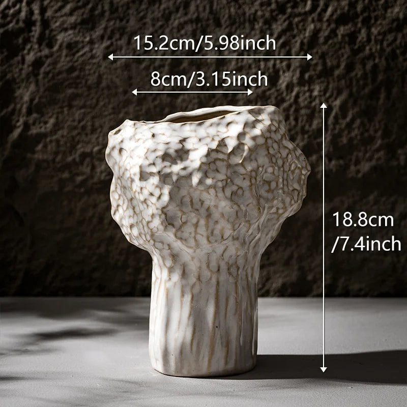 Nordic Ceramic Vase with Pampas Grass - A - Vase