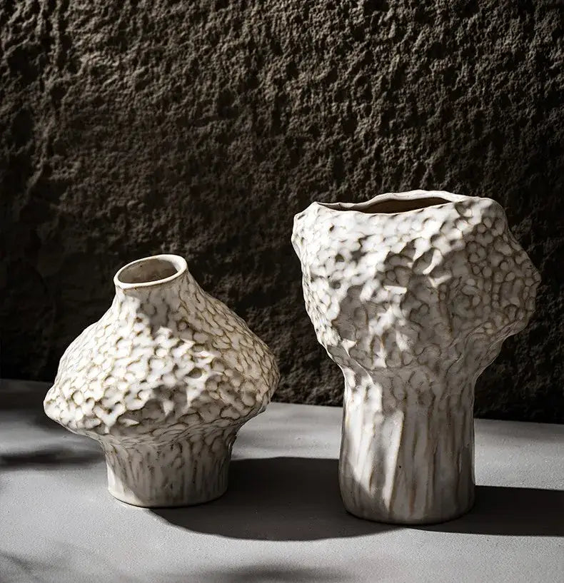 Nordic Ceramic Vase with Pampas Grass - Vase