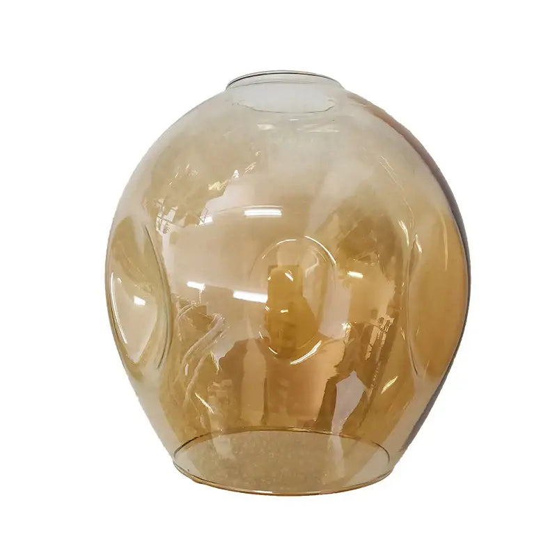 Amber-tinted glass globe lampshade with smooth rounded design and subtle ridges for nordic chandelier living room hanging light fixture