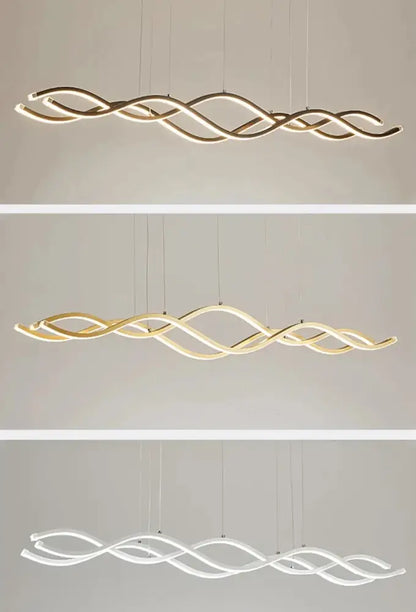Modern minimalist pendant lights with sleek wave design in gold and white for dining room nordic chandeliers by decorbites
