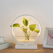 Decorbites nordic circle table lamp with white led housing 110v-120v 220v-240v featuring green hydroponics plant