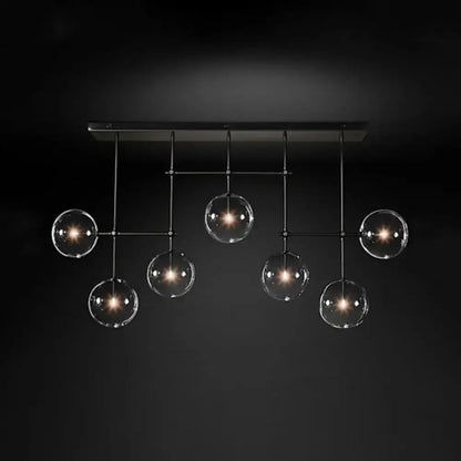 DecorBites™ nordic clear glass 7-bulb black gold sphere pendant ceiling light with clear glass globe bulbs 220v-240v