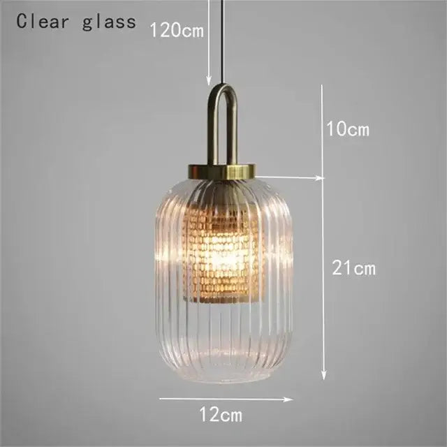 DecorBites™ nordic deer head wall lamp featuring clear glass pendant light with vertical ridges and brass metal top