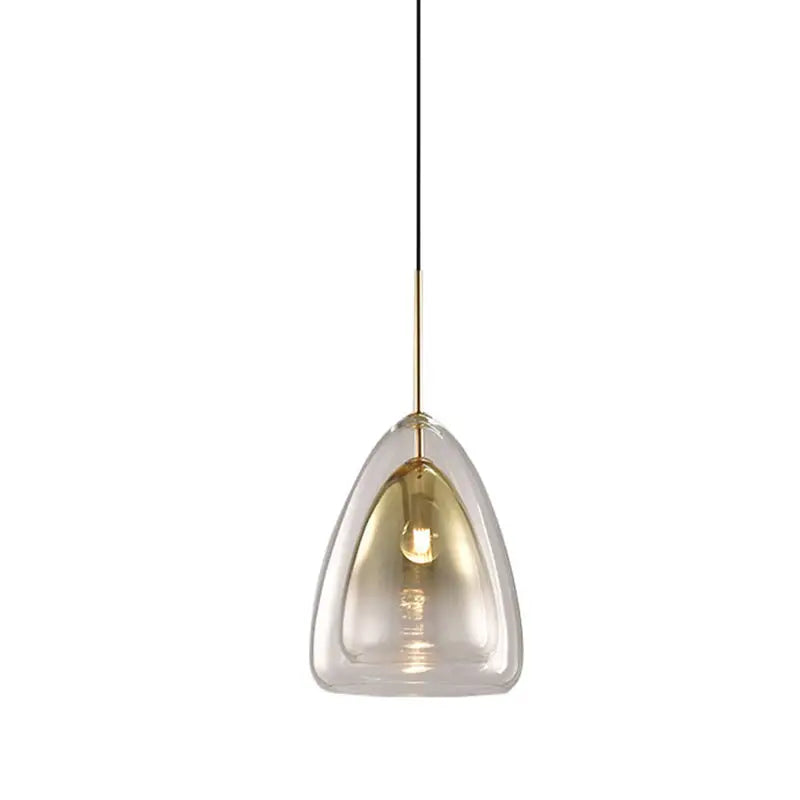 Decorbites nordic double glass cone pendant light fixture with clear glass shade and gold-toned metal accents