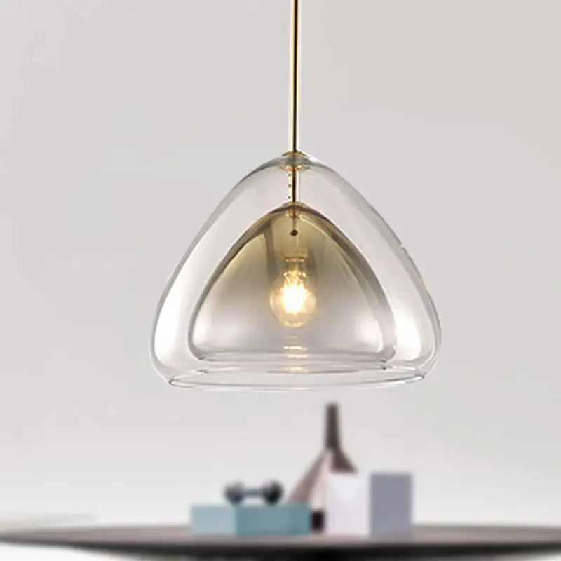 DecorBites Nordic pendant light fixture with clear teardrop glass shade and champagne gold metal suspension rod
