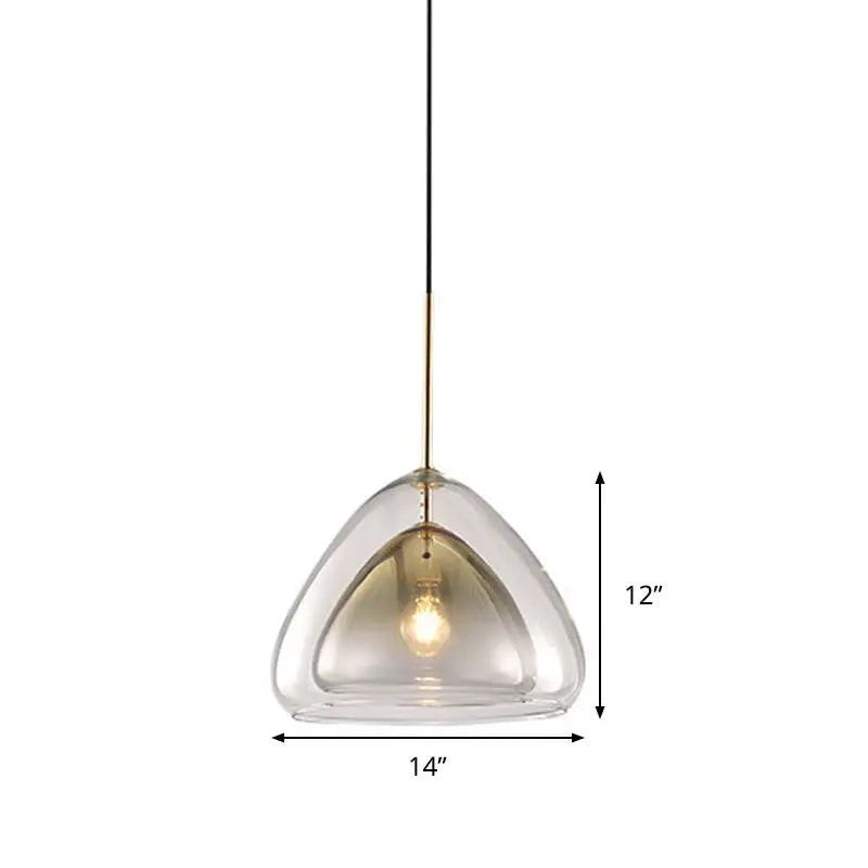 DecorBites™ nordic pendant light fixture with clear teardrop glass shade and slender gold-toned metal stem champagne finish