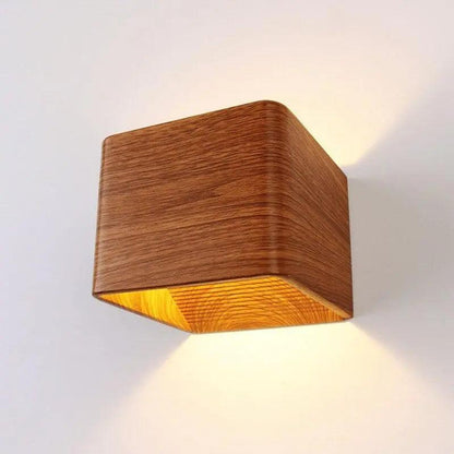 Nordic Faux Wooden Wall Light for Bedroom - Polymer