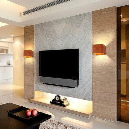 Nordic Faux Wooden Wall Light for Bedroom - Polymer