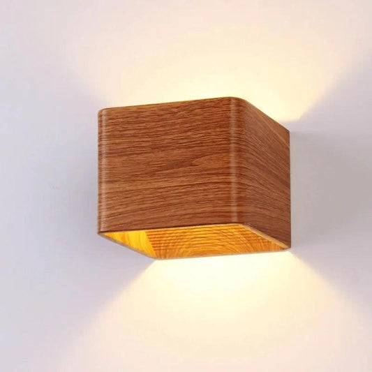 Nordic Faux Wooden Wall Light for Bedroom - Polymer