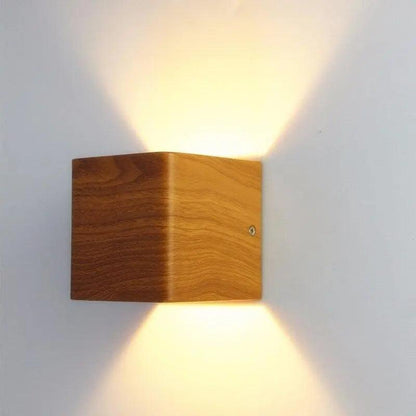 Nordic Faux Wooden Wall Light for Bedroom - Polymer