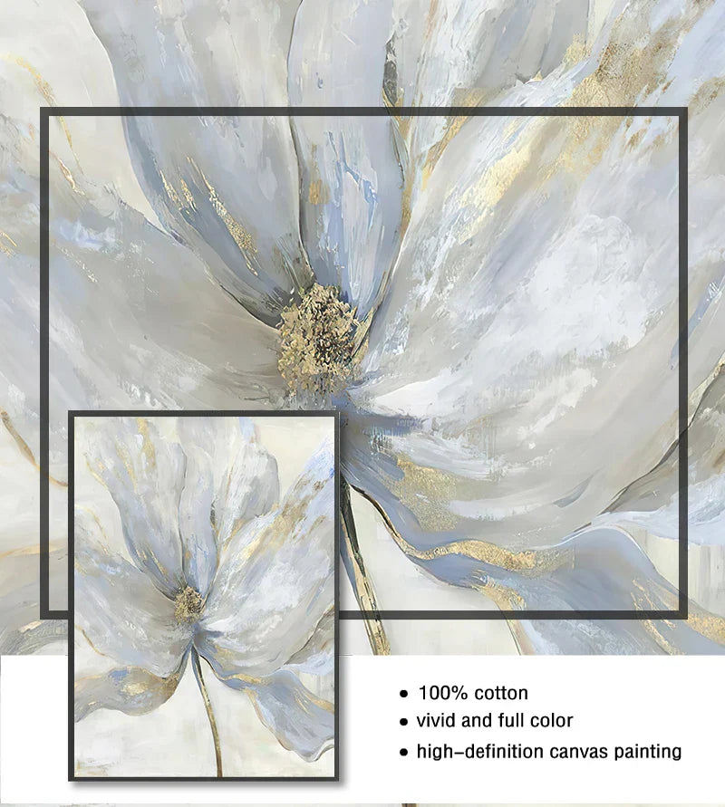 Nordic Flower Abstract Canvas Art Print - Posters