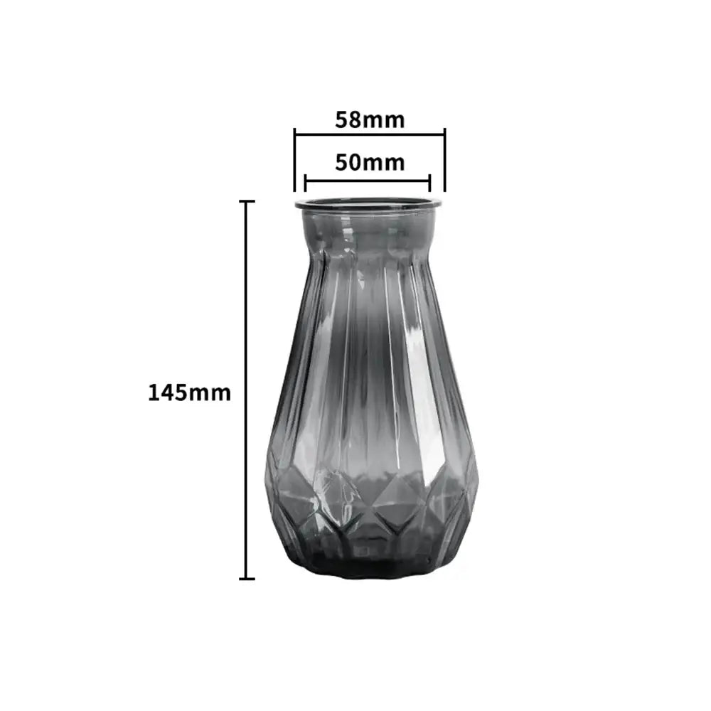Decorbites™ nordic flower vase with sleek dark gray faceted glass and flared rim for modern home decor