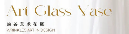 DecorBites Nordic Frosting glass vase in translucent gold with textured wrinkled design for modern home decor