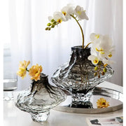 Decorbites™ nordic frosting glass vase with sleek textured dark gray frosting glass finish for modern home decor