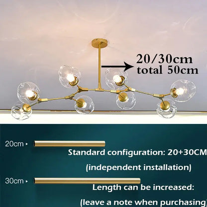 Gold-toned decorbites™ nordic glass ball led chandelier with clear glass globe shades and branching metal structure