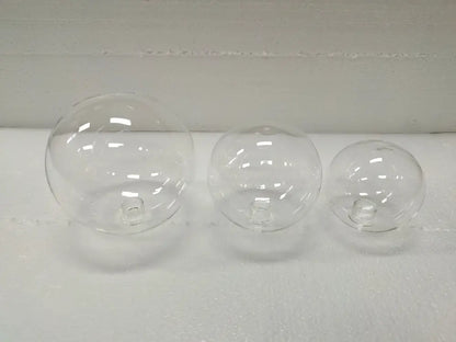 Three clear glass bubble globes of varying sizes with threaded bases for decorbites™ nordic glass bubble led chandelier black
