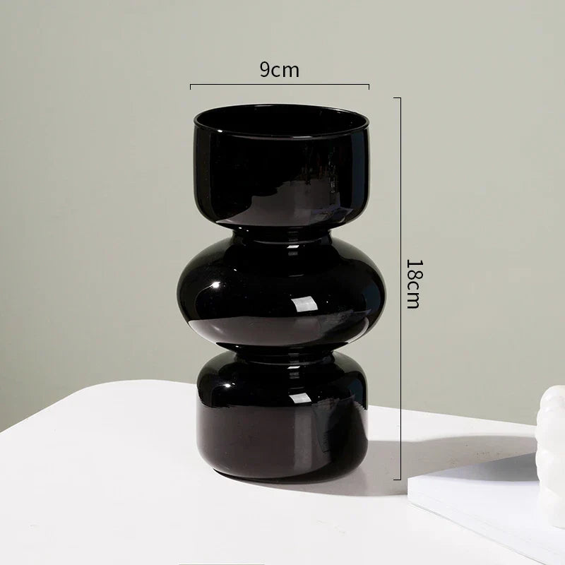 Nordic Glass Flower Vase Home Decor - Black - Vase