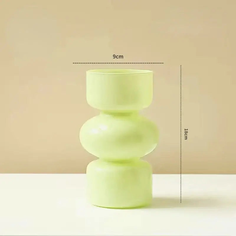Translucent lime-green glass vase with modern stacked geometric design for stylish vase home decor and home decor use