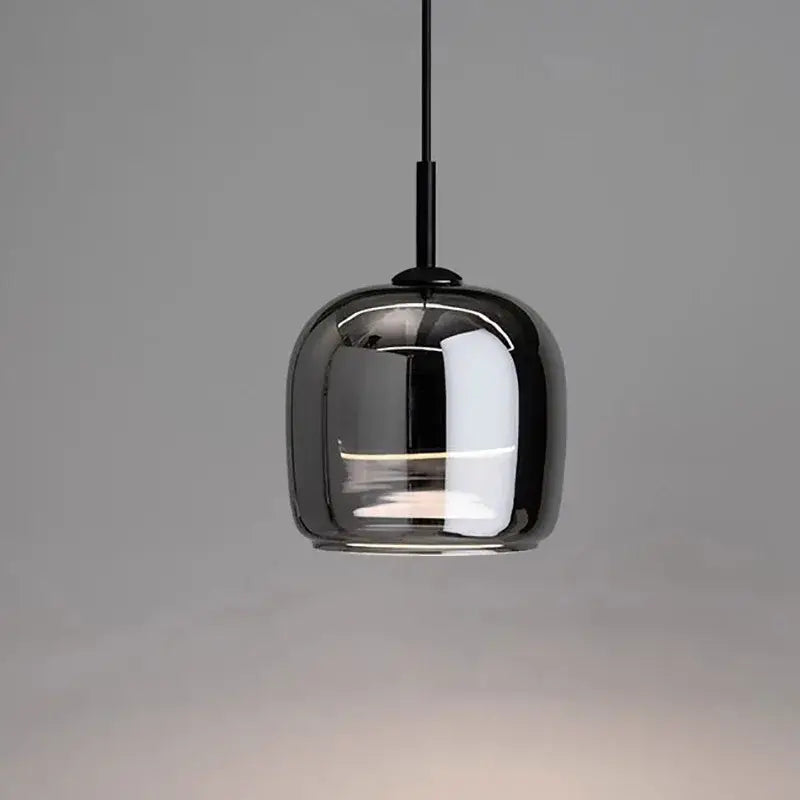 Decorbites™ nordic glass led pendant chandelier with a sleek black glass globe and thin black cord for modern luxury lighting