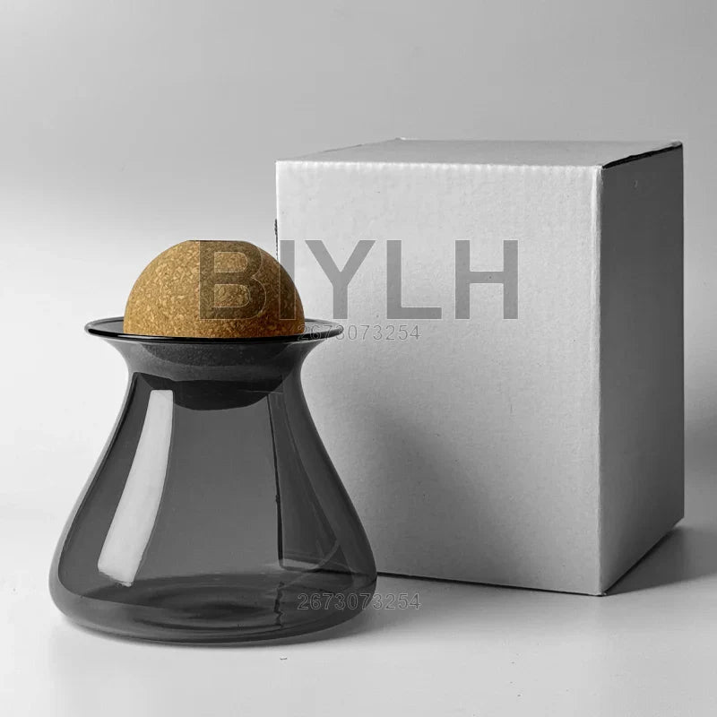 Nordic Glass Vase for Home Decor - Small Transparent Vase - Gray - Vase