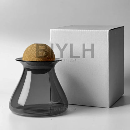 Nordic Glass Vase for Home Decor - Small Transparent Vase - Gray - Vase