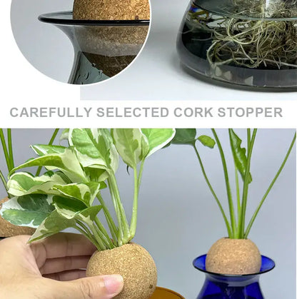 Decorbites™ nordic glass vase with natural brown cork stopper featuring textured surface for home decor use