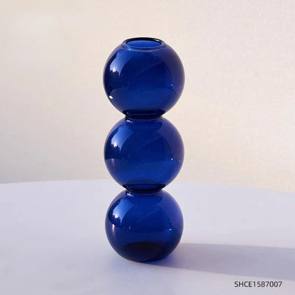 Nordic Glass Vase - Home Decoration Gift - Dark blue-S - Vase
